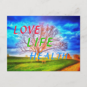 TARJETA POSTAL DE ÁRBOL DE SALUD DE LA VIDA DE AMO
