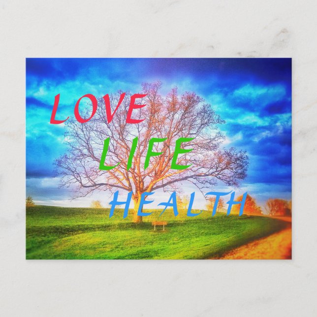 TARJETA POSTAL DE ÁRBOL DE SALUD DE LA VIDA DE AMO (Anverso)