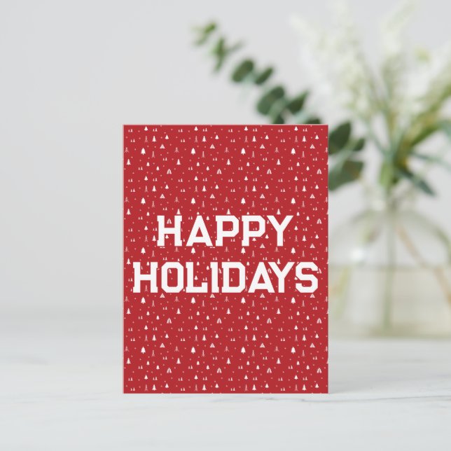 Tarjeta Postal de Árboles de Navidad y Copos de Ni (Anverso de pie)