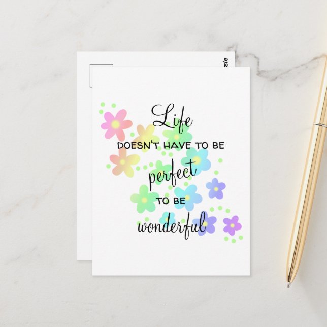 Tarjeta postal de arcoíris no tiene que ser perfec (Anverso/Reverso In Situ)