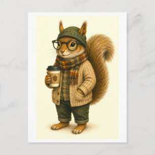 Tarjeta postal de ardilla hipster