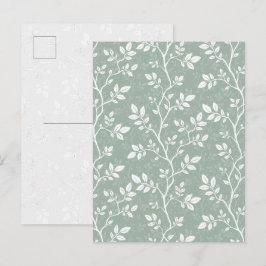 Tarjeta postal de arte botánico minimalista verde 