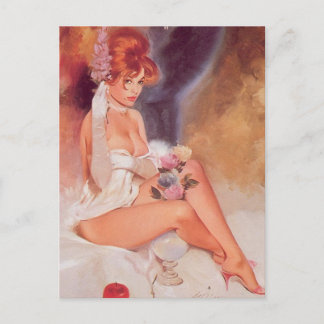 Tarjeta postal de arte chica con pinza de época
