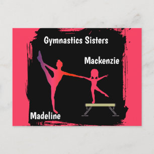 Tarjeta postal de arte con nombres de hermanas gim