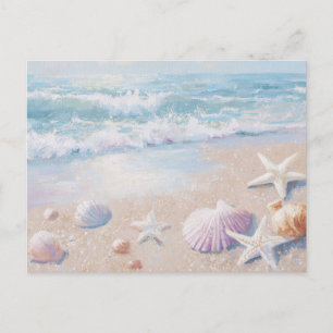 Tarjeta postal de arte costero de conchas de acuar