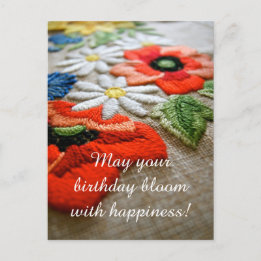 Tarjeta postal de arte de aguja de cumpleaños
