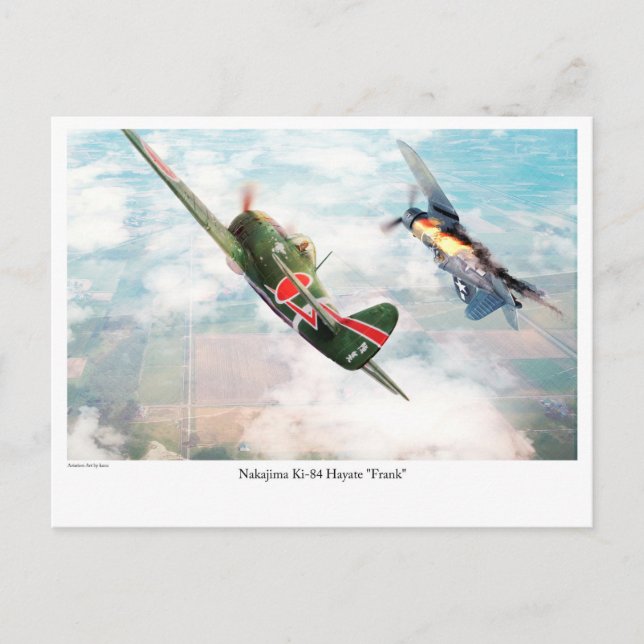 Tarjeta postal de arte de aviación "Nakajima Ki-84 (Anverso)