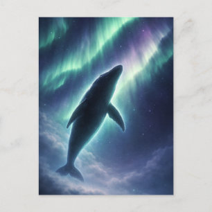 Tarjeta Postal de Arte de Ballena de Luces del Nor