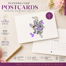 Tarjeta postal de arte de cachemira morada elegant