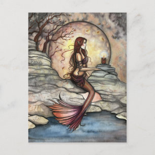Tarjeta postal de arte de fantasía de sirena de la