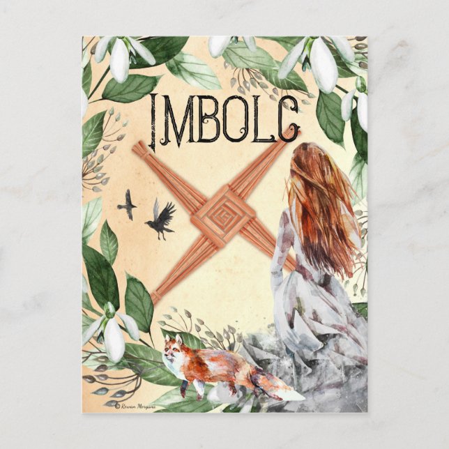 Tarjeta postal de arte de fantasía pagana de Imbol (Anverso)