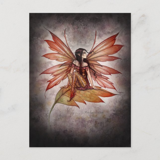 Tarjeta postal de arte de hada otoñal gótica de Mo (Anverso)