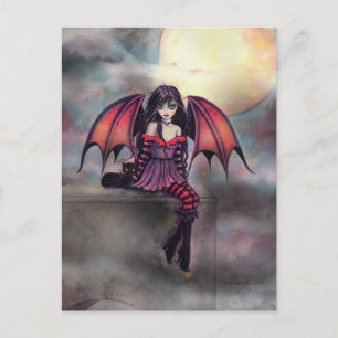 Tarjeta Postal de Arte de Hada Vampiro Pequeña y L