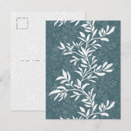 Tarjeta postal de arte de hoja botánica verde oscu