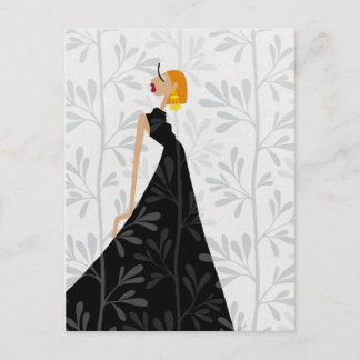 Tarjeta postal de arte de moda con elegancia y gla