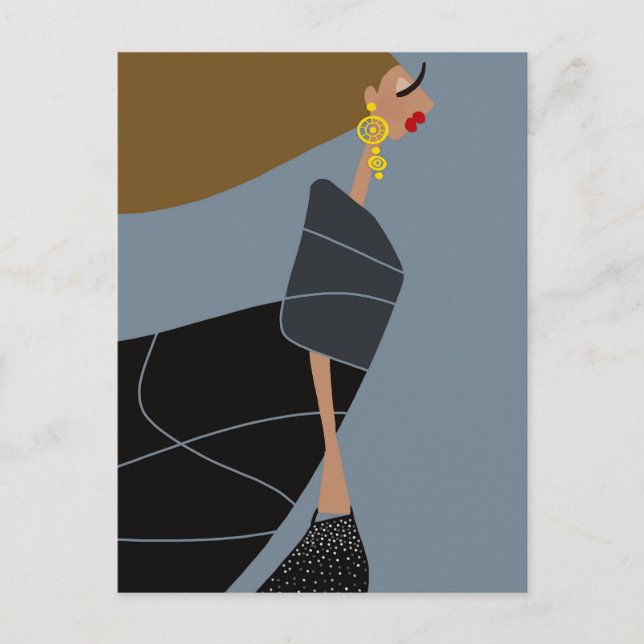 Tarjeta Postal de Arte de Moda Glam de Estilo Mode (Anverso)
