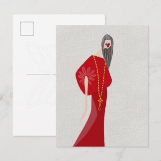 Tarjeta postal de arte de moda glamorosa estilo mu