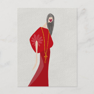 Tarjeta postal de arte de moda glamorosa estilo mu
