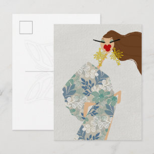 Tarjeta postal de arte de moda glamurosa