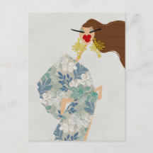 Tarjeta postal de arte de moda glamurosa con estil