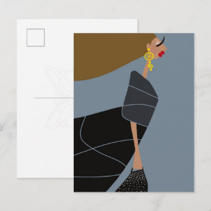 Tarjeta postal de arte de moda glamuroso de estilo