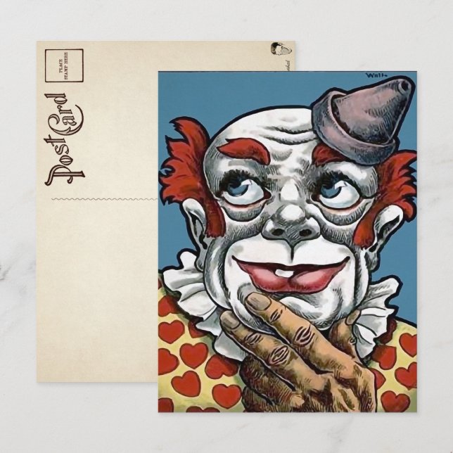 Tarjeta postal de arte de payaso espeluznante vint (Anverso / Reverso)