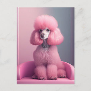 TARJETA POSTAL DE ARTE DE POODLE ROSA
