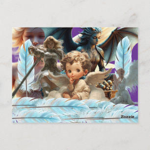 Tarjeta postal de arte de Querubín Celestial y Gua