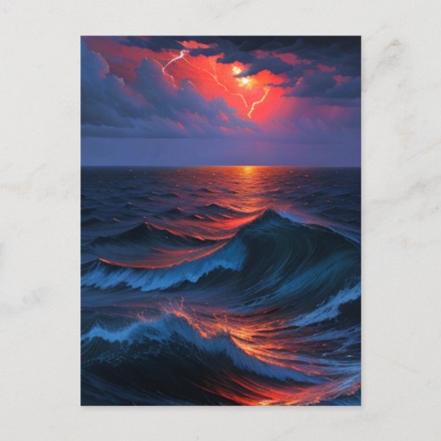 Tarjeta postal de arte de tormenta marina (Anverso)