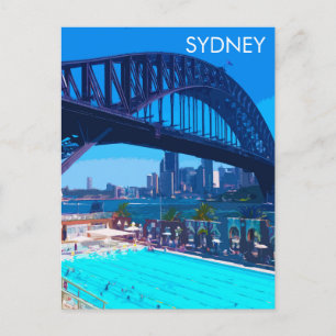 Tarjeta postal de arte de viaje antiguo de Sydney