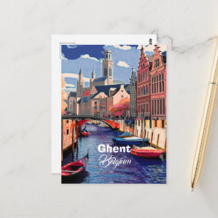 tarjeta postal de arte de viaje de Gante Bélgica,