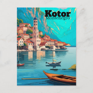 Tarjeta postal de arte de viaje de Kotor Montenegr