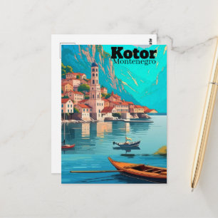 Tarjeta postal de arte de viaje de Kotor Montenegr
