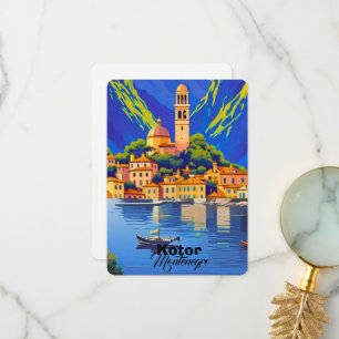 Tarjeta postal de arte de viaje de Kotor Montenegr