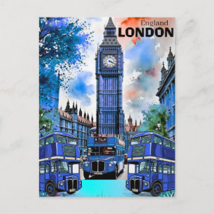 Tarjeta postal de arte de viaje de Londres, arte d