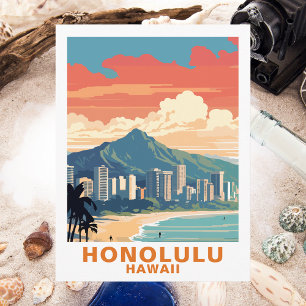 Tarjeta postal de arte de viaje de playa vintage H