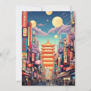 Tarjeta postal de arte de viaje de Tokio, horizont