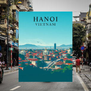 Tarjeta postal de arte de viaje vintage de Hanoi,