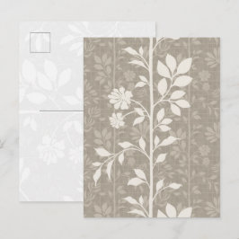 Tarjeta postal de arte de vid floral beige neutral