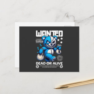 Tarjeta postal de arte del oso bandido buscado - O