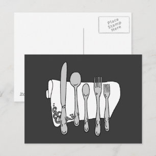 Tarjeta postal de arte en blanco y negro de cubert