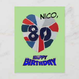 Tarjeta postal de arte en mosaico para el 80 cumpl