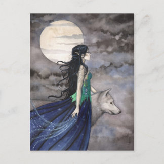 Tarjeta Postal de Arte Fantástico Noche del Lobo