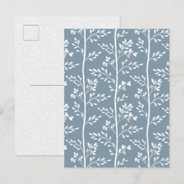 Tarjeta postal de arte floral azul polvoriento ele
