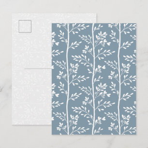 Tarjeta postal de arte floral azul polvoriento ele