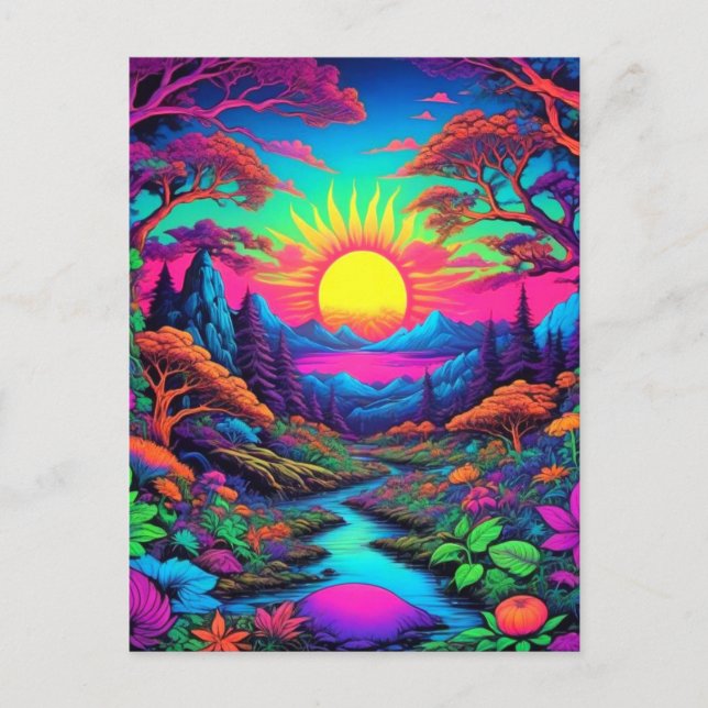 Tarjeta postal de arte hippie psicodélico (Anverso)