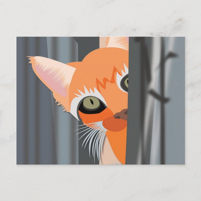 TARJETA POSTAL DE ARTE PEEKING DE CUTE GINGER RED  (Anverso)