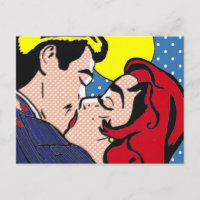 Tarjeta postal de arte pop Felices para siempre