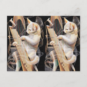 Tarjeta postal de arte surrealista Cat Crescendo