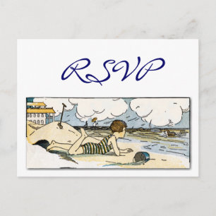 Tarjeta postal de arte vintage de RSVP personaliza